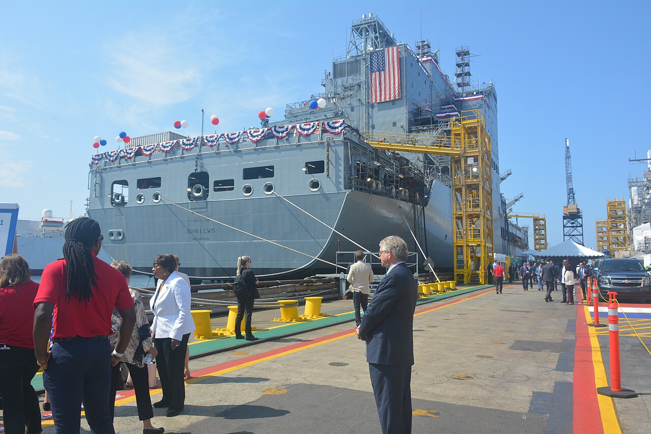 Ship christening at General Dynamics NASSCO shipyard, San Diego