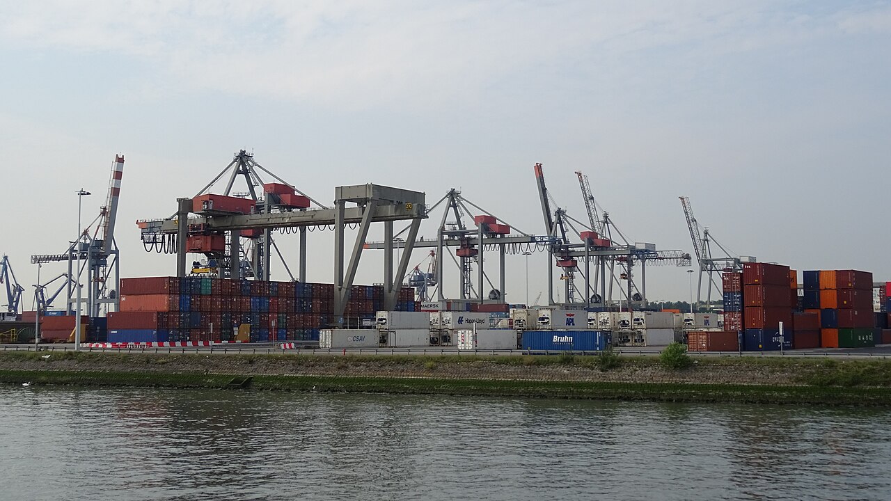 Container terminal and cranes at the Port of Rotterdam