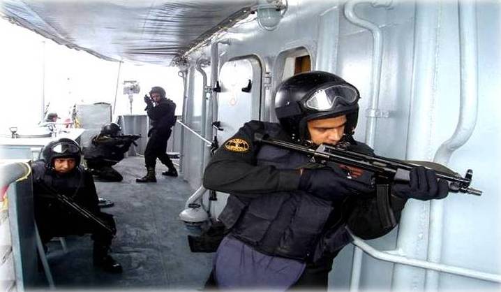 Naval anti-piracy patrol vessel at sea